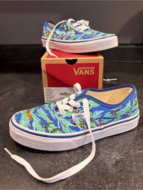 Vans Kids Blue Tropical Canvas Low-Top Sneakers